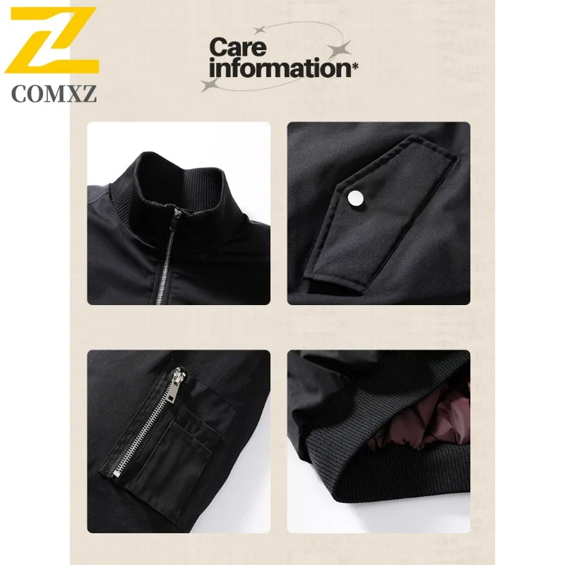 COMXZ 2025 بلون العصرية سترة الرجال ملابس العمل غير رسمية نمط يندبروف سترة قطن على الطراز الياباني في الهواء الطلق سترة مبطنة دافئة