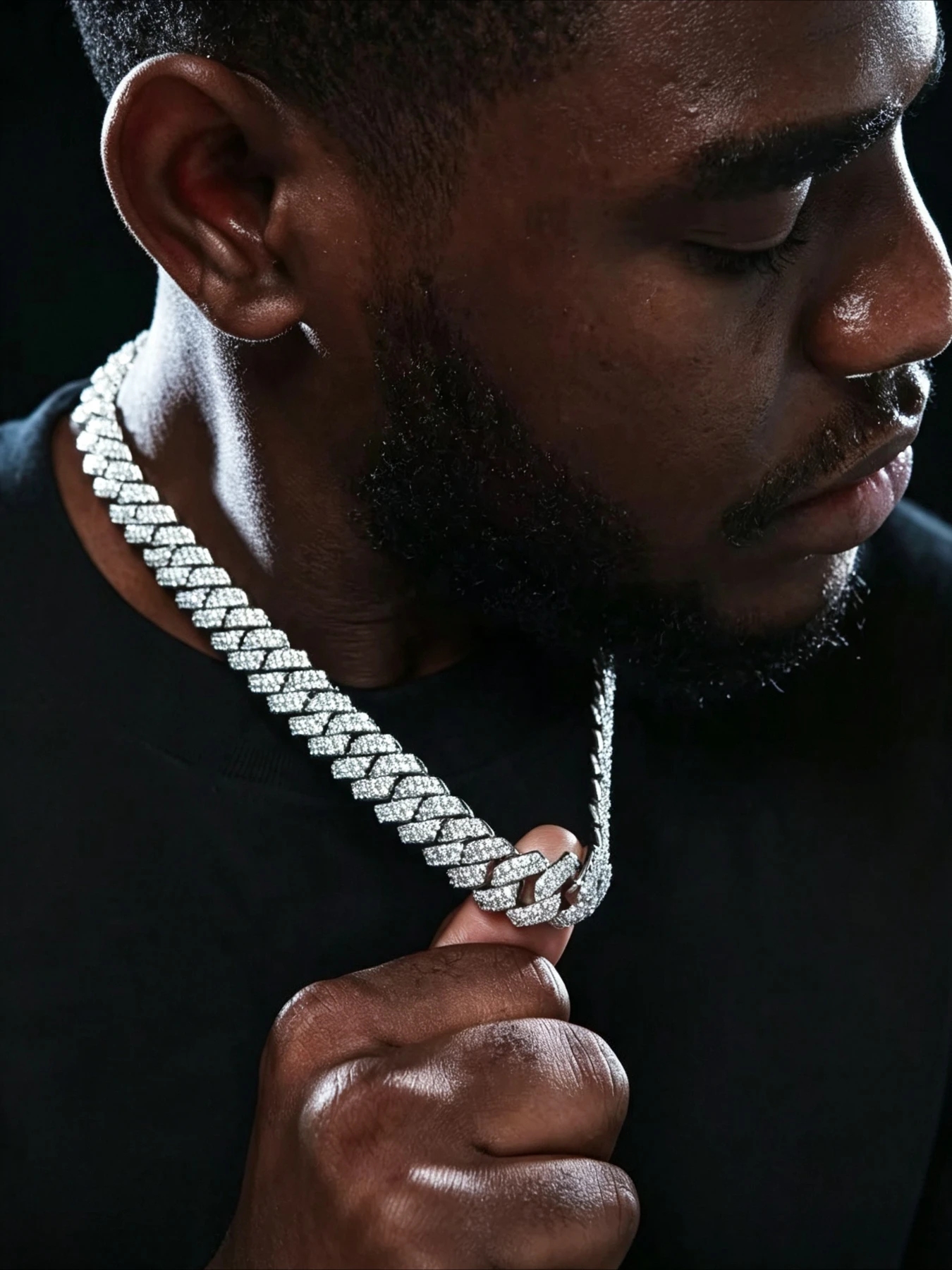Luxury 14mm double-row Cuban chain necklace 2 rows of hip-hop jewelry Cuban chain, standard for singing and wearing,