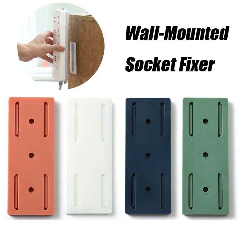 

Wall-Mounted Plug Fixer Sticker Punch-free Home Self-Adhesive Socket Fixer Cable Wire Organizer Seamless Power Strip Holder