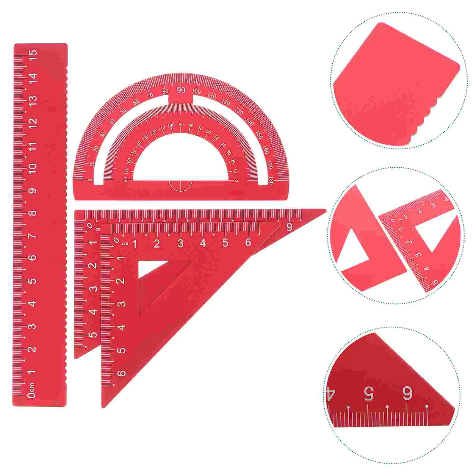 Flexible Ruler Soft Student Stationery Metal Set Triangle Plate Scale Protractor Office