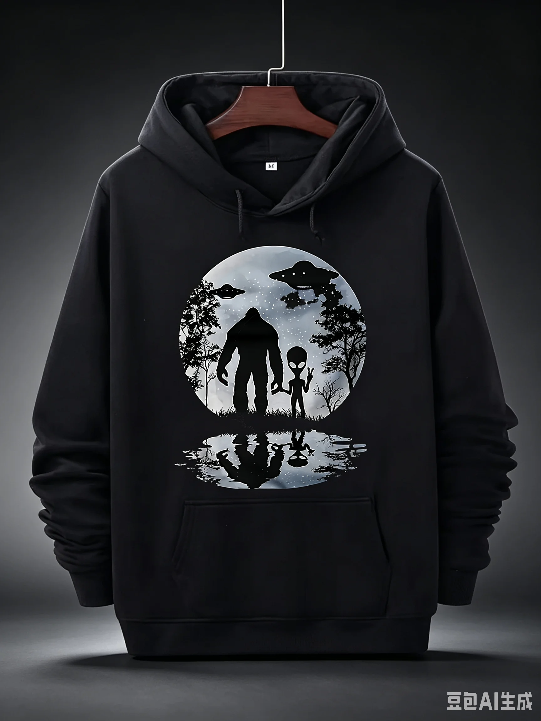 The New Cute Sweater, Featuring The Moon Bigfoot and UFO Aliens, Is Perfect for Street Fashion, with A Fun, Durable and Stylish