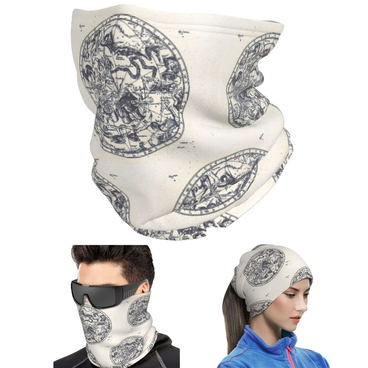 Zodiac Star Sign Constellation Map Ink On Paper Bandana Neck Gaiter Printed Wrap Scarf Cycling Balaclava Unisex Adult Winter
