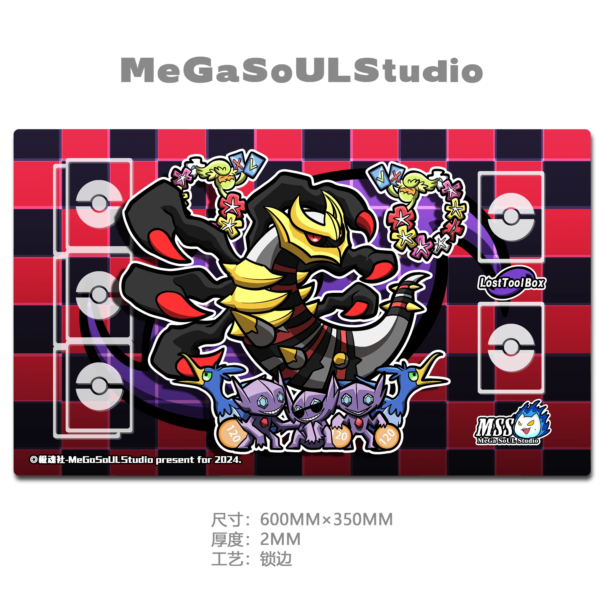 600x350x2 มม.โปเกมอน ลูจิอา จิราติน่าเพลย์แมท - DIY Dual-Use TCG การ์ดเกมแผ่นรองเมาส์ยางกันลื่นอะนิเมะของขวัญ