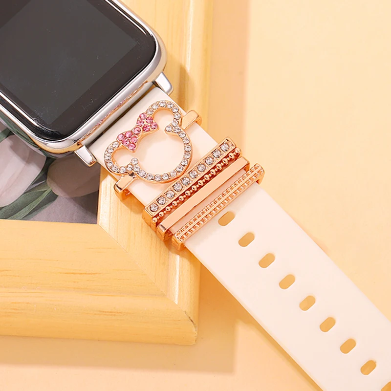 Watchband Decorative Charm Ring Sets for Apple Watch Cartoon Cute Animal Charms Jewelry Stud for Iwatch Silicone Strap Charm