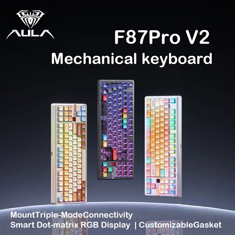 AULA F87ProV2 Custom Wireless Mechanical Keyboard Bluetooth 2.4G Wired Triple Mode Full Key Hot Swappable Gasket Structure