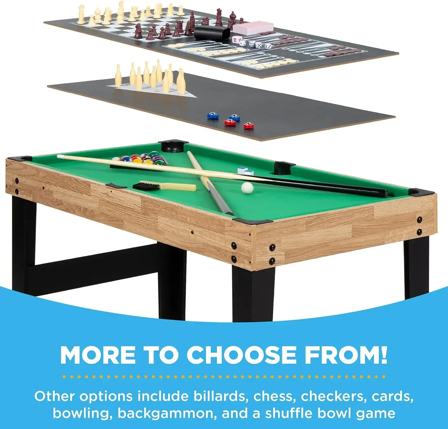 2x4ft 10-in-1 Combo Game Table Set for Home, Game Room, Friends & Family w/Hockey, Foosball, Pool, Shuffleboard, Ping Pong