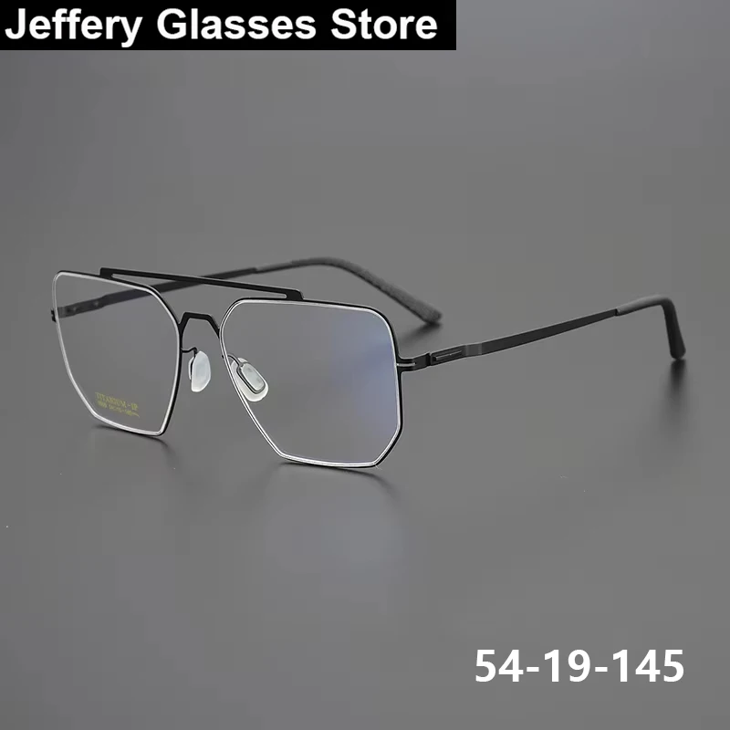 

Модные мужские квадратные очки в оправе для пилотов, Германия, сверхлегкие двойные очки из нержавеющей стали, большие очки Gafas