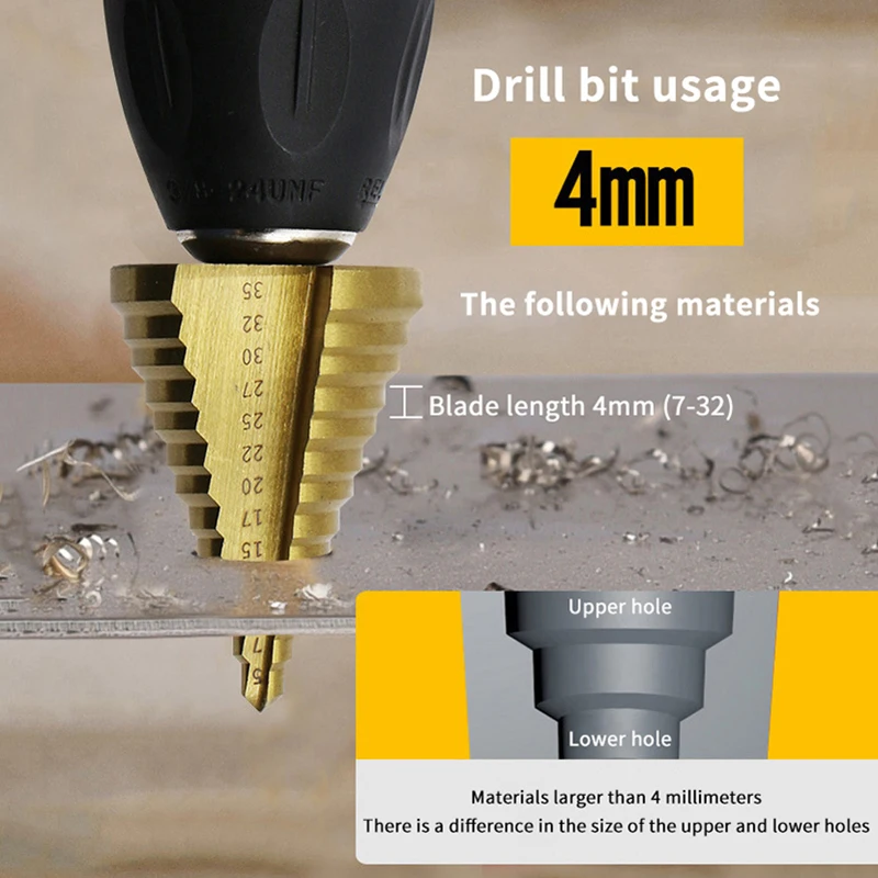 1 Buah Mata Bor Langkah Baja Kecepatan Tinggi HSS Batang Bulat/Heksagonal 5-35Mm untuk Alat untuk Membesarkan Lubang Industri Pengeboran Kayu & Logam S