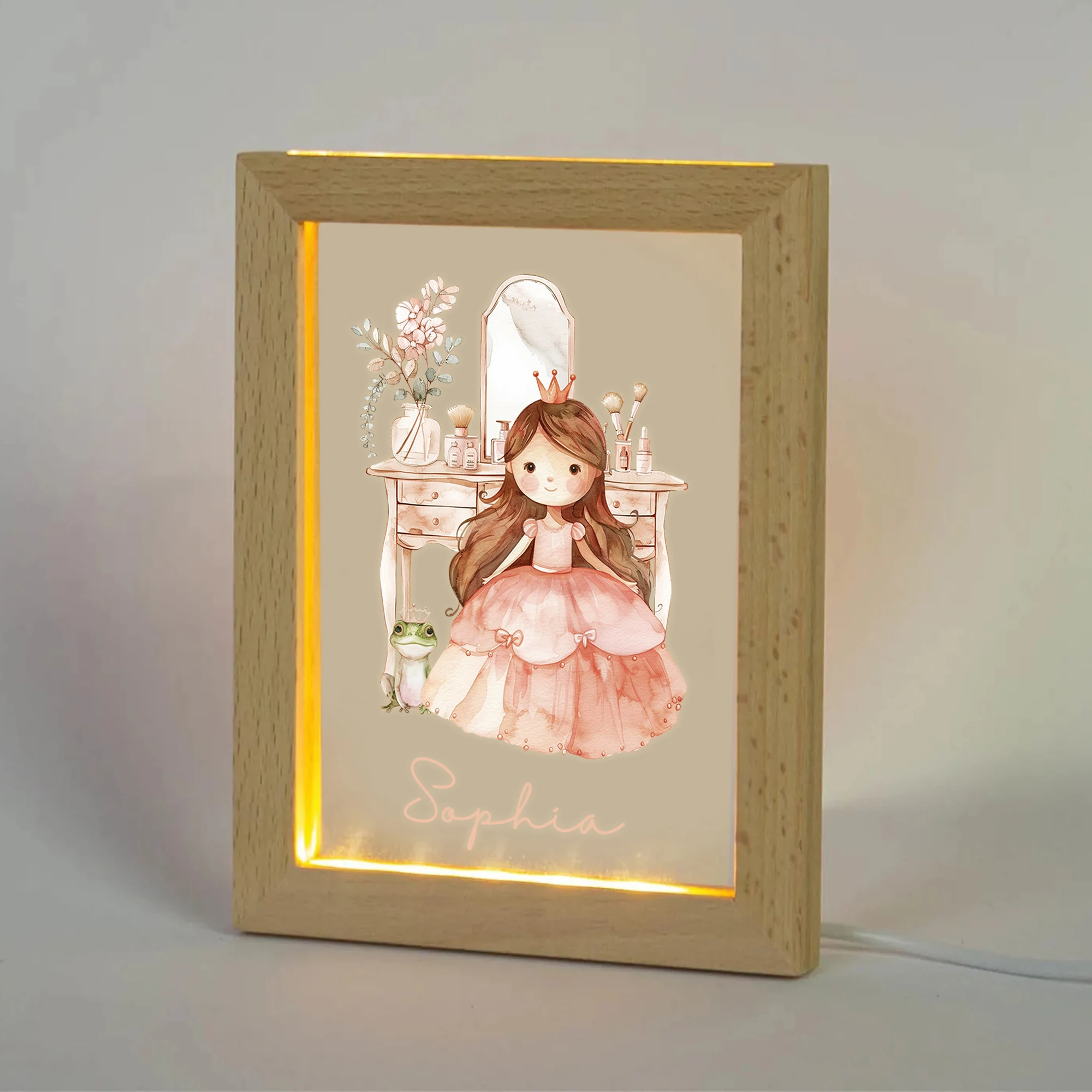 공주 메이크업 거울 이름 LED 야경 사진 프레임 맞춤 선물 가족 거실 침실 식당 홈 인테리어