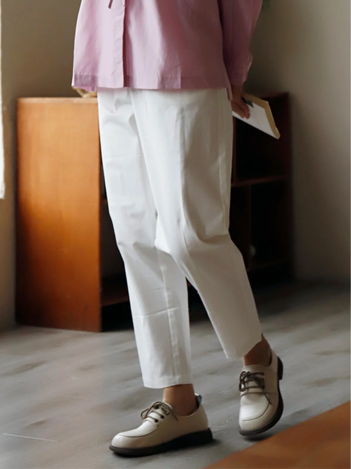 

Однотонные повседневные брюки прямого кроя, утягивающие, с завышенной талией, хлопковые, для женщин, для работы, в стиле «слэйк», длина до щиколотки