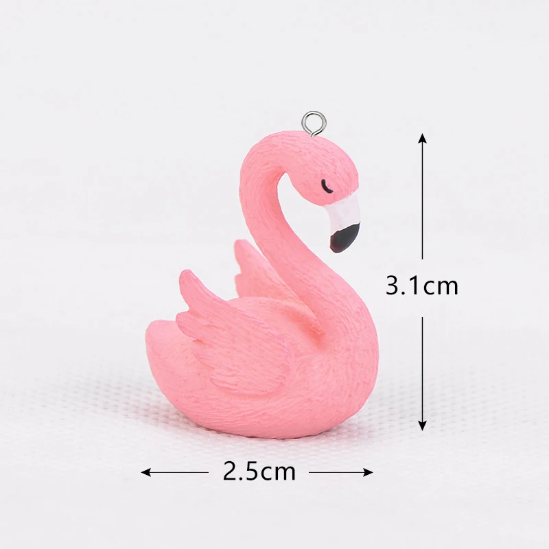 Dijes de resina de animales de flamenco rosa, colgante 3d de Pvc para pendientes, llavero, fabricación de joyas DIY, 10 piezas