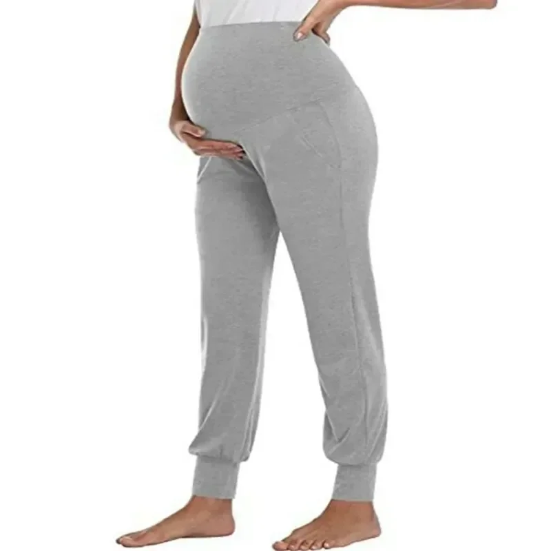 Spring Maternity Women's Casual Pants Solid High Waist Strechy Lounge Trousers For Pregnant Women Joggers With Pockets