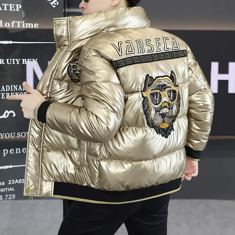 

Теплая хлопковая куртка с воротником-стойкой, молодежная модная верхняя одежда, мужская одежда, приталенный крой, зима 2025, трендовая, стандартная длина