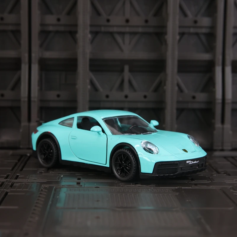 1:32 Porsche 911 Dakar liga supercar modelo coleção de ornamentos de carro, portas podem ser abertas, presentes de som e luz