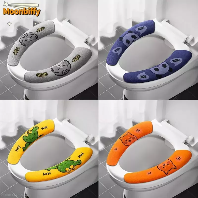 

Универсальный мягкий чехол на сиденье унитаза с рисунком из мультфильма — моющаяся подушка с липкой пастой, теплая подушка для сиденья для ванной комнаты для туалета