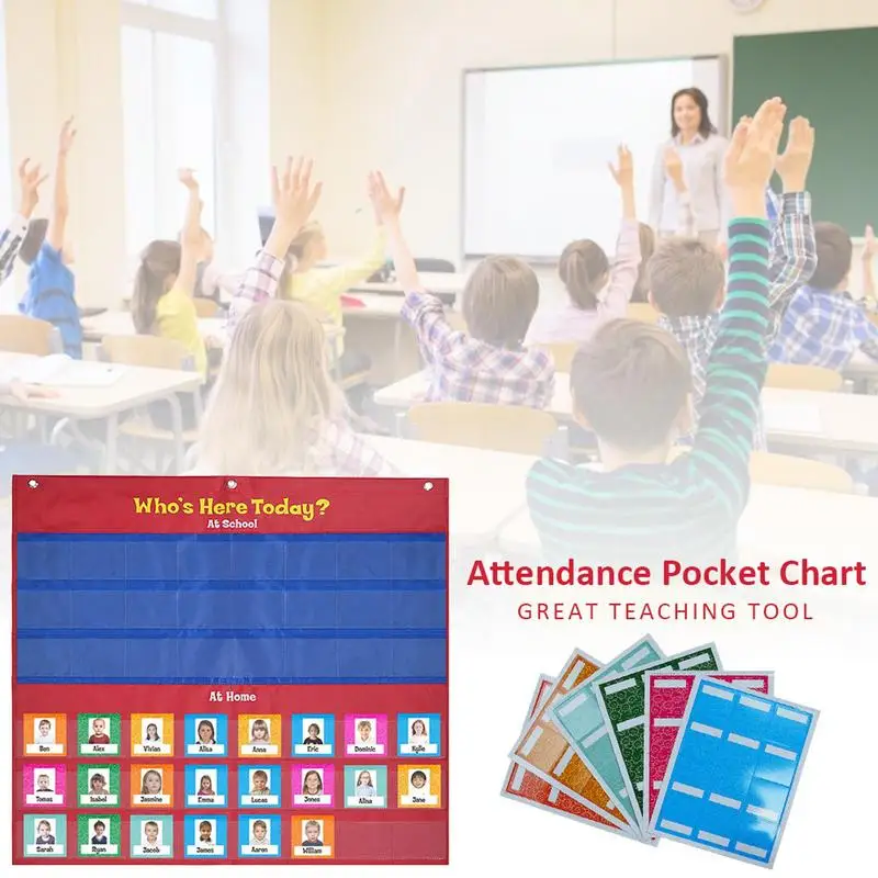 Classroom Management Pocket Chart Attendance Pocket Chart With 72 Cards Durable Classroom Management Pocket Chart For Preschool