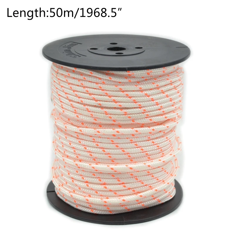 2024 New 50m 3mm Nylon Pull Starter Rope Recoil Engine Start Cord for 430/520 Trimmer Cutter Chainsaws Lawn Mower Engine