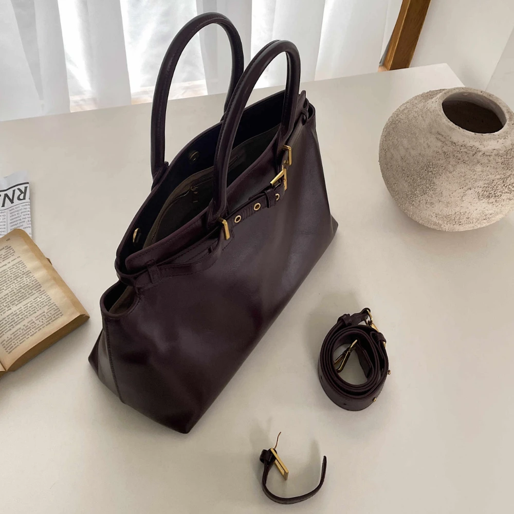 Retro Genuine Leather Crossbody Shoulder Satchel Tote Bag for Women