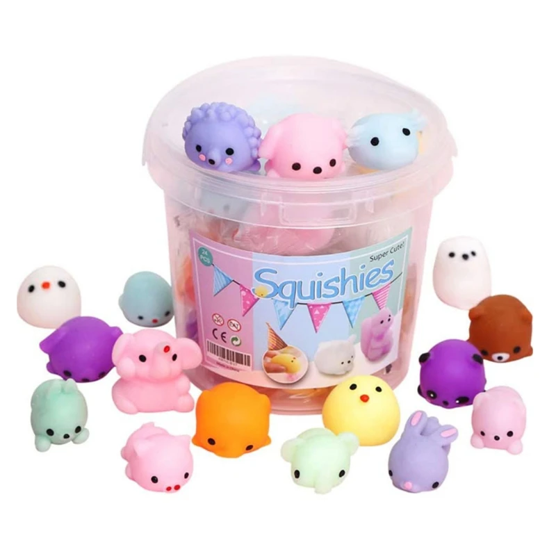 

24pcs Soft Toy Cute Animal Antistress Squeeze Ball Mochi Lifting Toy Soft Abraact Sticky Squishi Stress Relief Funny Toys Gift