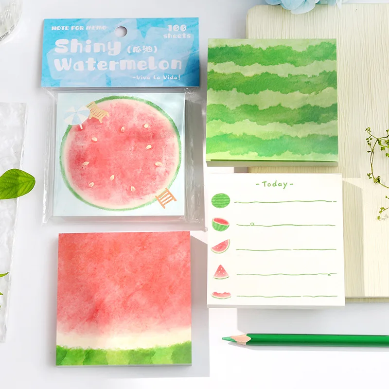 100 Pcs/pack Small Note Pads Back To School Watermelon Themed Decorative Memo Pad Colorful Teacher Notepad Cute Note Pad