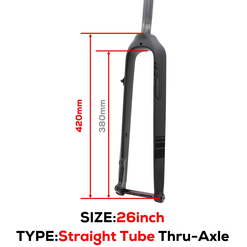 MTB Full Carbon Fiber Rigid Fork,Straight/Tapared Tube Bicycle Fork,9*100mm Quick Release,Thru Axle 15*100mm,26/27.5/29 Inch image 3
