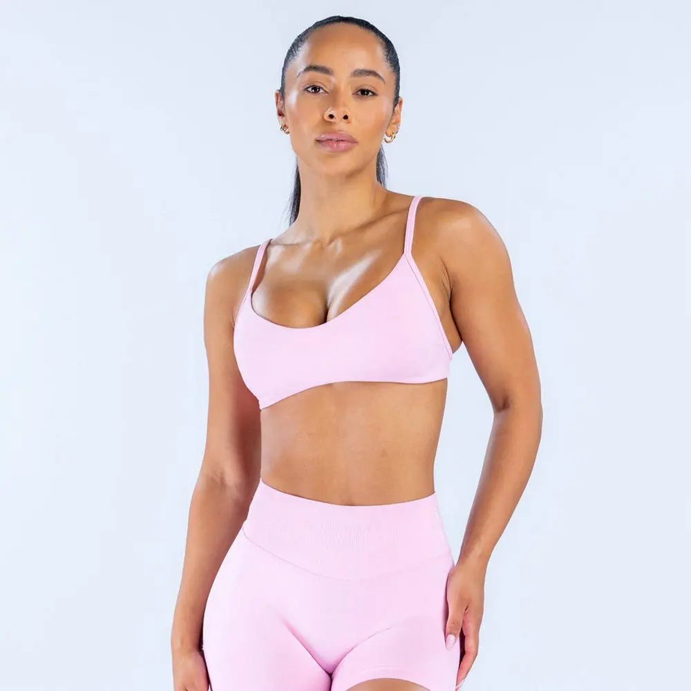 2PCS Women Seamless Set Scoop Neck Bra Sexy Backless Yoga Top 4.5