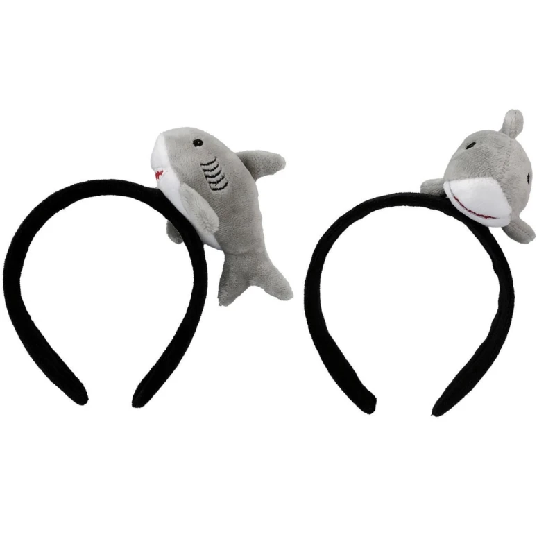 Halloween Headband Women Girls 3D Stuffed Plush Fish Animal Hair Hoop Wash Face Cartoon Hair Accessories Photo Props