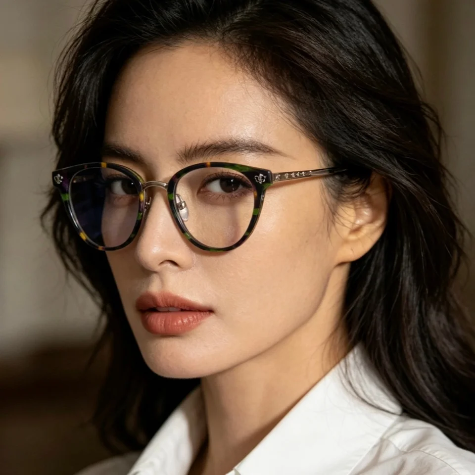 New World Fashion Top Art Designer Women's Luxury Glasses Exquisite Delicate Acetate Titanium Alloy Retro Carving Men's Eyeglass