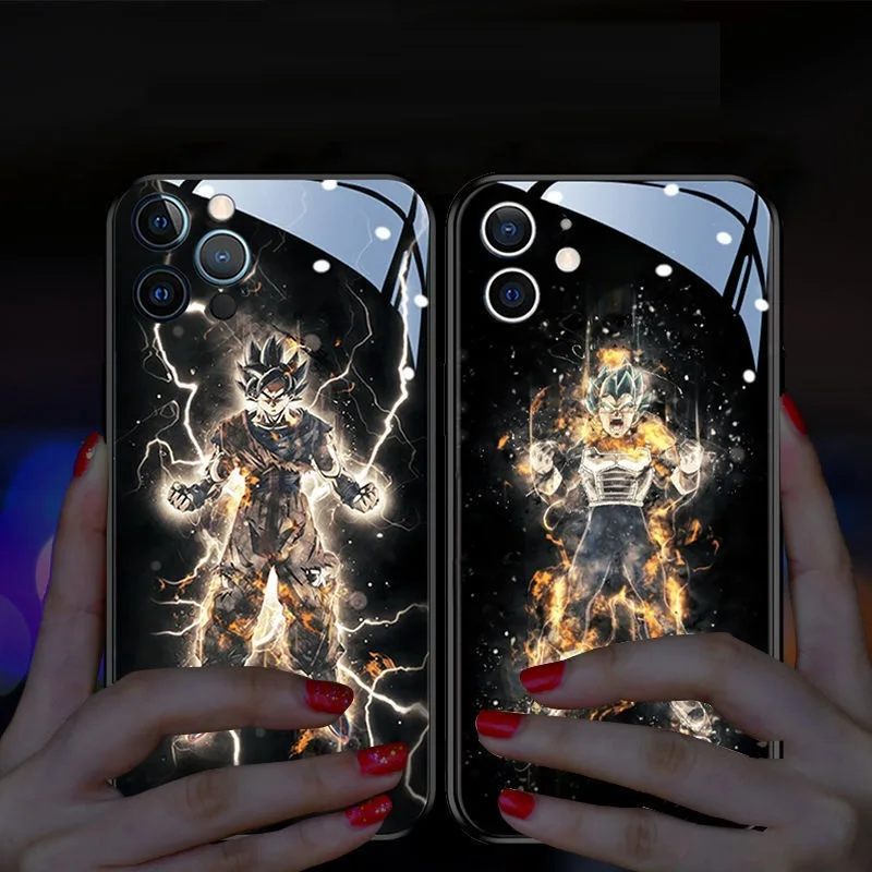 Dragon Ball LED Flash Music Light Up Phone Case For IPhone 13 12 11 Pro Max 7 8 Plus X XR Figure Son Goku Vegeta Phonecase Gifts