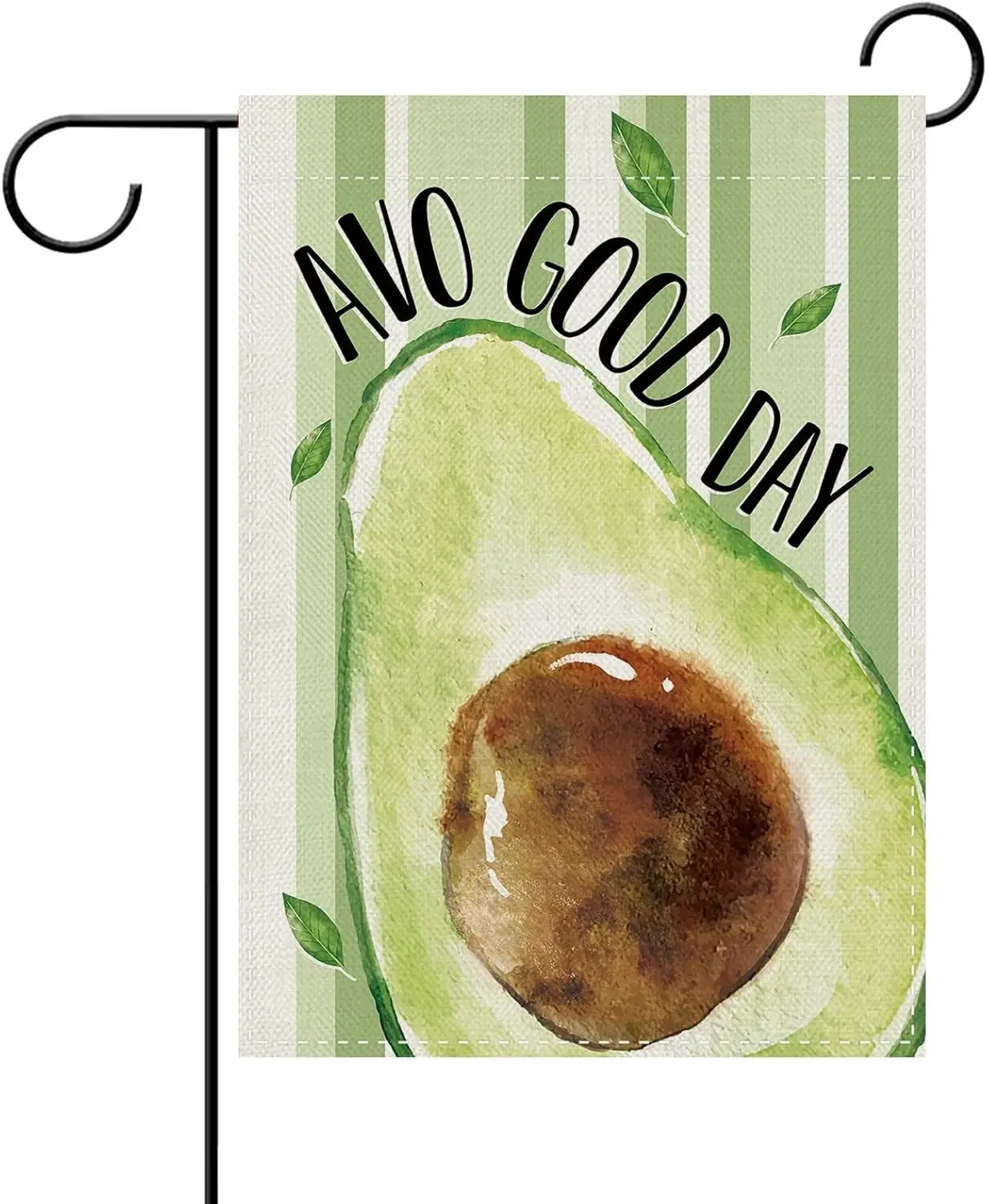 Dyrenson Inspirational Avocado Decorative Garden Flag, Positive Avo Good Day Fruit Green Stripes Yard Outside Home Decoratio ZZM