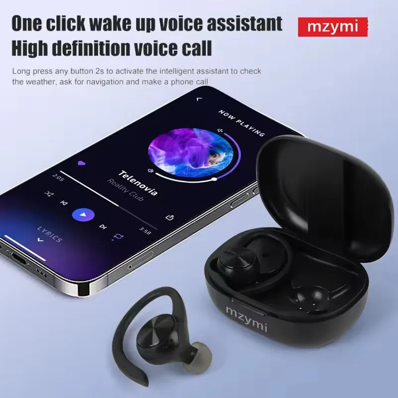 

Mzymi R200 Wireless Earbuds Open Ear Bluetooth Headphons EarHook 9D Stereo Sound Earphones Sports LED Display Headset for XIAOMI