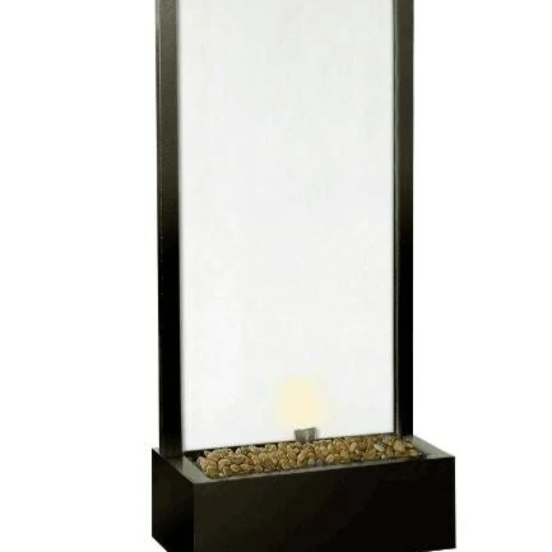 

Glass wall with LED light floor standing waterfall fountain for indoor and outdoor decoration