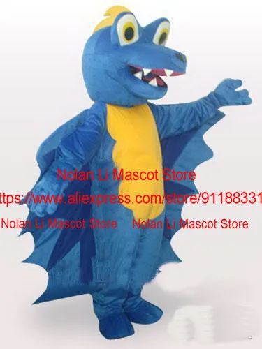 High Quality EVA Helmet Super Soft Velvet Blue Dinosaur Mascot Costume Role Play Neutral Cartoon Suit Adult Size Holiday 200