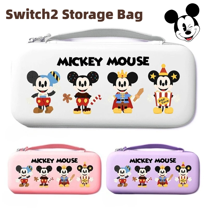 Estuche de transporte portátil de Mickey Mouse para Switch 2, bolsa de viaje, carcasa dura, accesorios NS, funda protectora con 10 cartuchos de juego