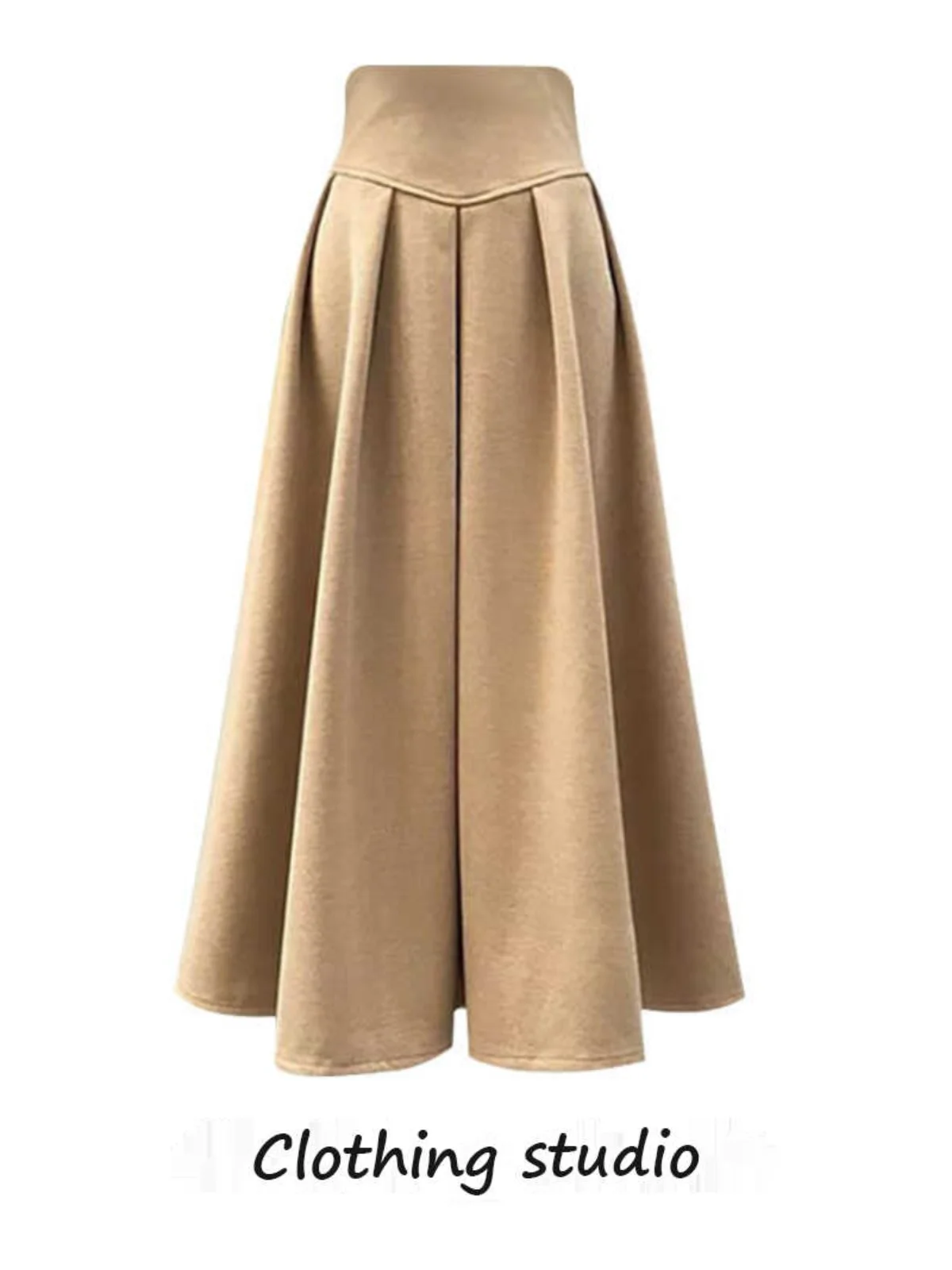 Ele Aラインミディスカート レディース 夏新作 ハイウエスト ドレーププリーツ 多用途 オールマッチ フルアンブレラスカート