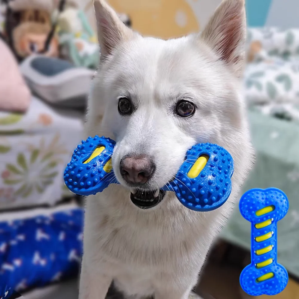 Dog Chew Toys Rubber Bone Toy Dog Teeth Cleaning Molar Stick Puppy Interactive Stick Dog Chewing Bite Toys Pet Accessories