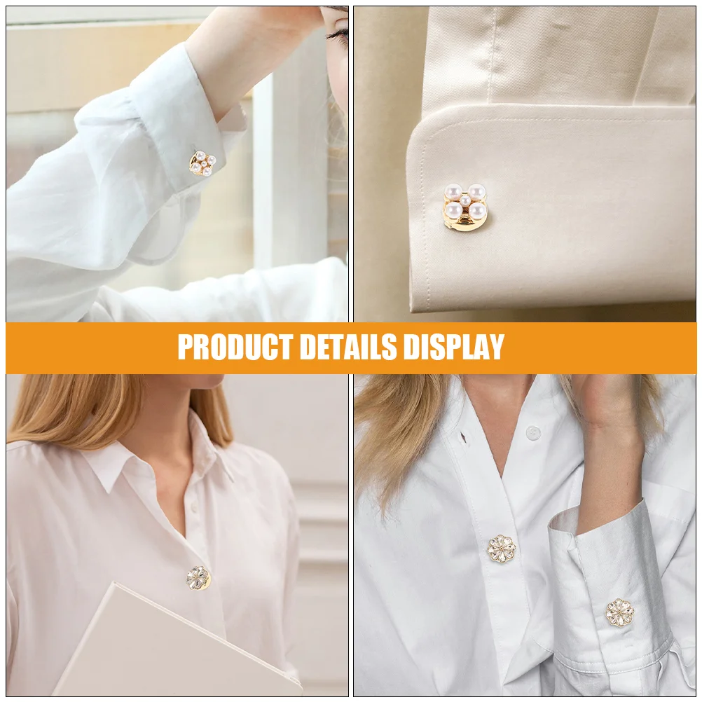 4 Pcs Flower Cufflinks Fashion Sleeves Removable Retro Brooch Clothing Fake Small Fragrance The Flowers Miss