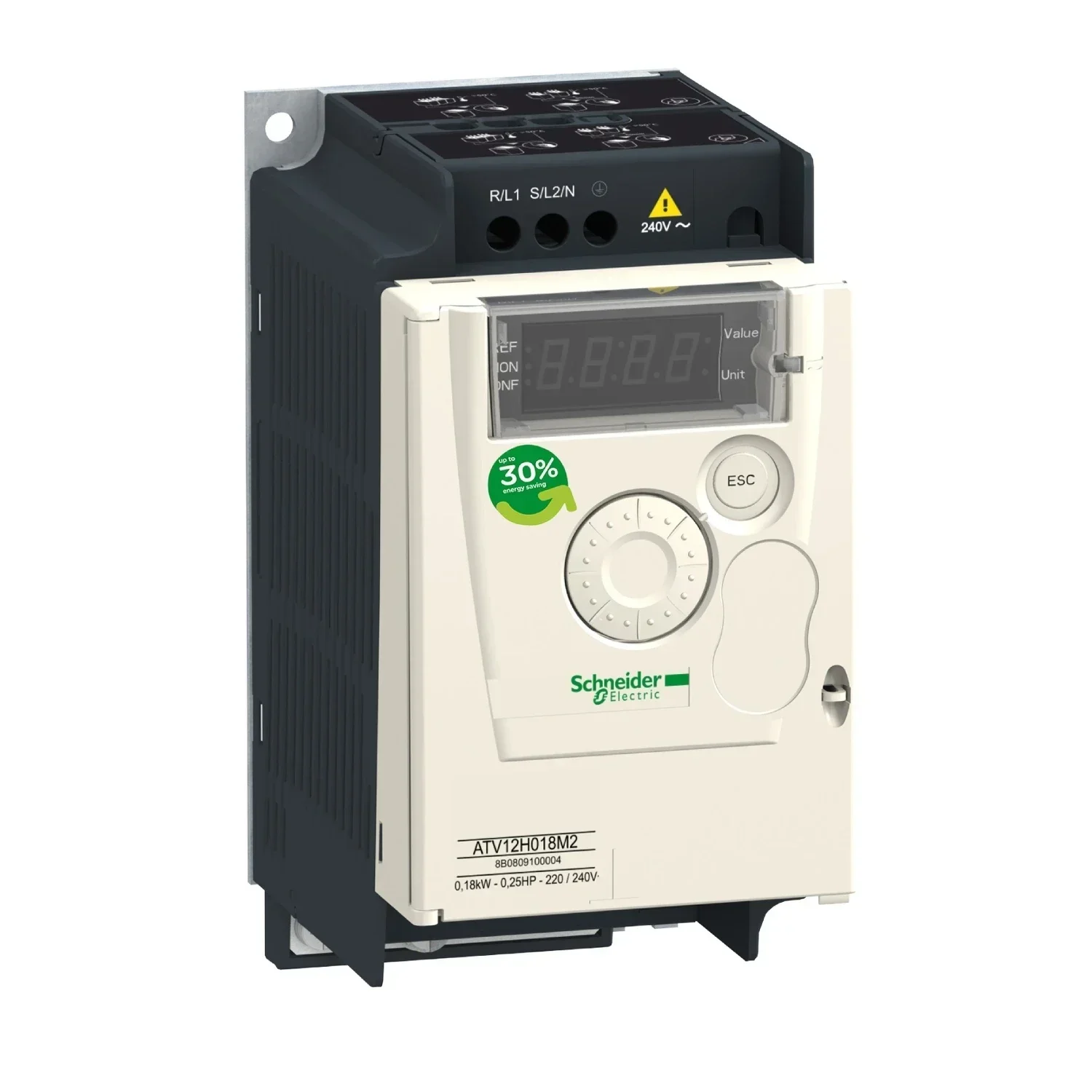 ATV12H018F1Maquina Simples Sin Filtro CEM Variador De Velocidad S-chneider Monofasico ATV12 0,18kW 0,25hp 100..120V 1ph