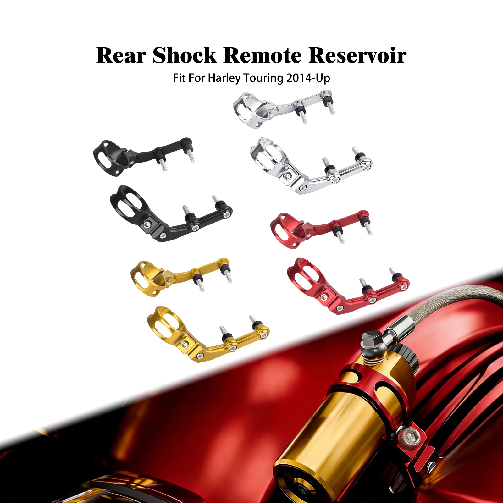 

Motorcycle Shock Absorber Mounts Remote Reservoir Clamp For Harley Baggers/Touring Road Street Electra Glide Road King 2014-Up