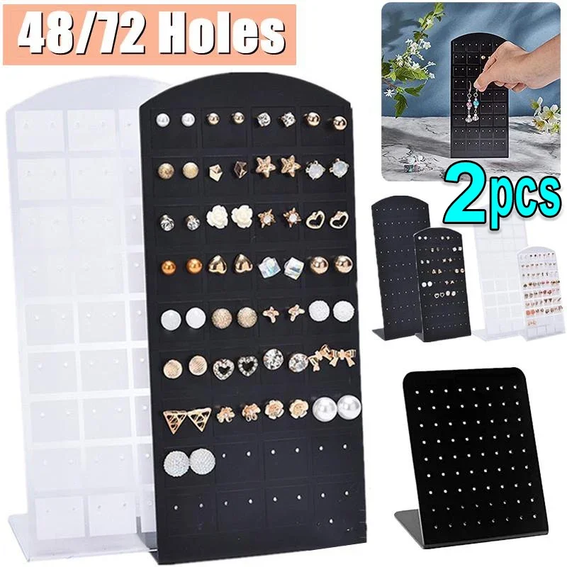 48/72 Holes  Earrings Ear Studs Holder Jewelry Display Rack Plastic Storage Holder for Earring Necklace Jewelry Stand