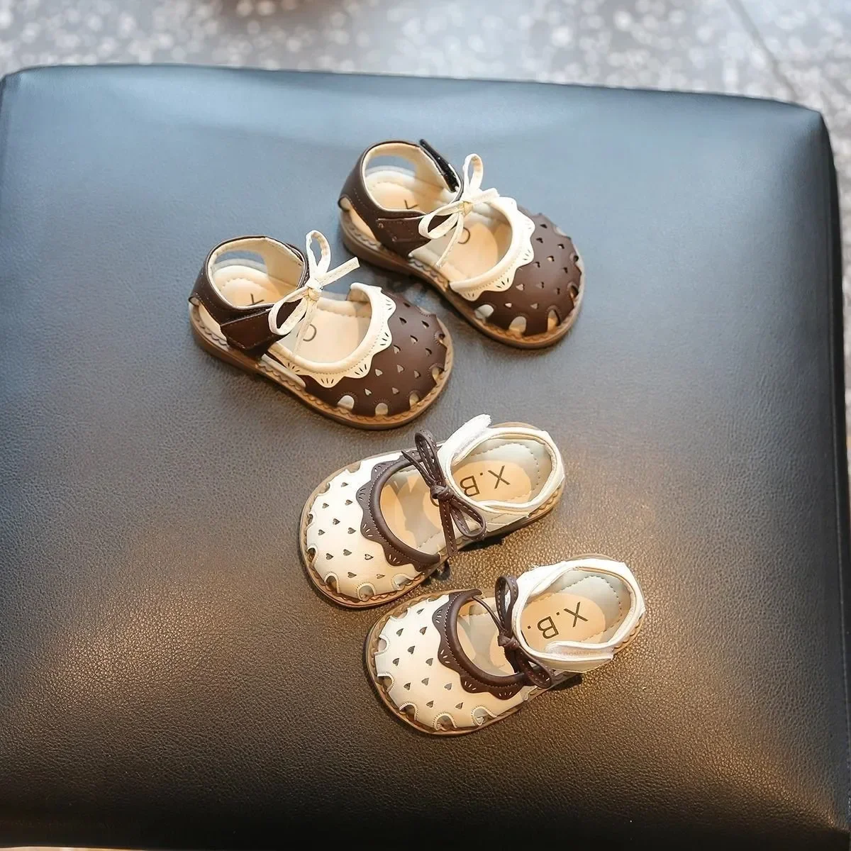

New Summer Aged 0-3 Cute Bow Ruffled Baby Shoes For Girls Non-Slip Soft-Soled Children Toddler Kids Sandals With Covered Toes