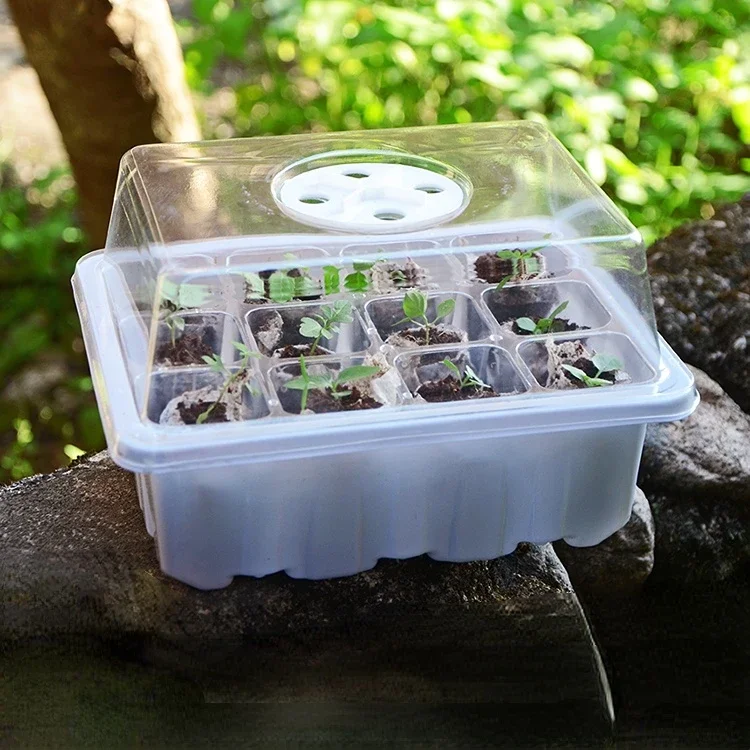 12 Cells Breathable Germination Box Garden Mini Greenhouse Nursery Planter Vegetables Flower Succulents Growing Cultivation Pot