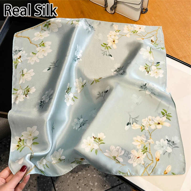 

100% шелковый шарф, бандана, женские квадратные шарфы, платок из шелковицы, весенняя модная роскошная повязка на голову высокого качества, шаль-хиджаб