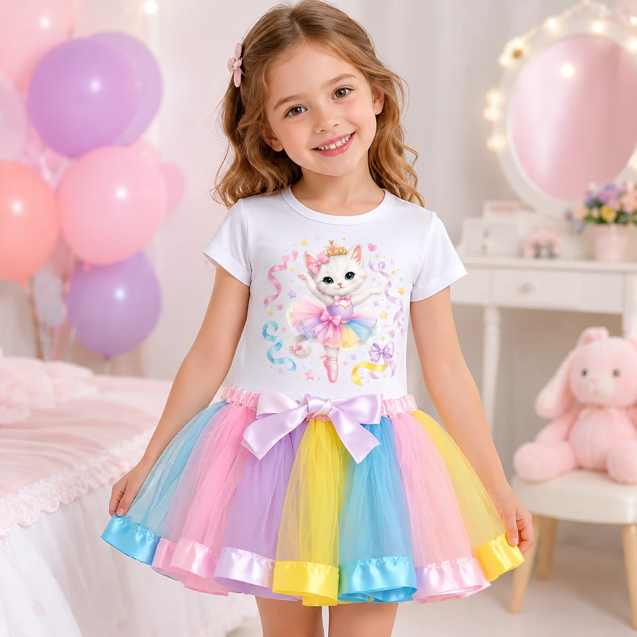 conjunto-de-verao-para-meninas-2-pecas-camiseta-de-manga-curta-com-estampa-de-gato-bailarina-e-saia-tutu-de-tule-arco-Iris-–-ideal-para-festas-de-aniversario-e-princesas