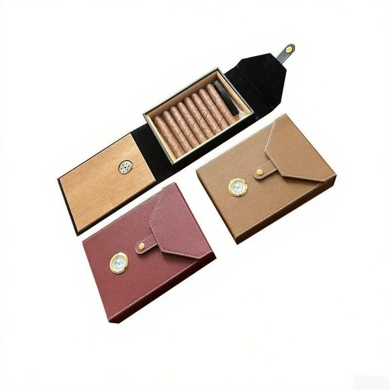 

Cigar Carry-on Box, Leather Storage, Portable 5-8 Pcs, A Must for Travel Parties