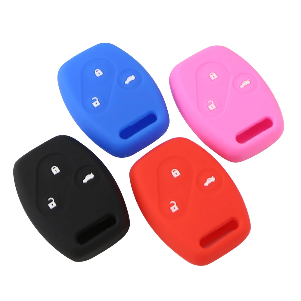 Silicone Key Case Cover for Honda Civic Accord VII Crv Frv Insight Shuttle Stream Jazz Keyless Protector Keychain 3 Buttons