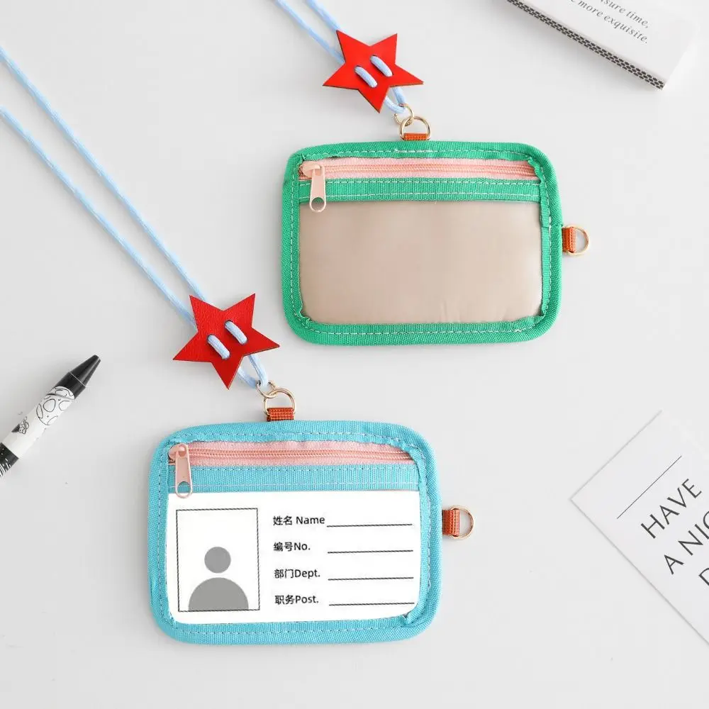New Soft Shell Card Holder with Lanyard Transparent Bus Pass Card Cover Dual-use Working Badge Holder Students