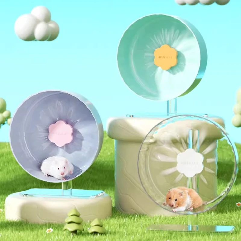 ‌ Rueda de ejercicio silenciosa para hámster, pelota para correr transparente de color caramelo, decoración para patio de juegos de hámster enano, juguete para masticar a prueba de escape