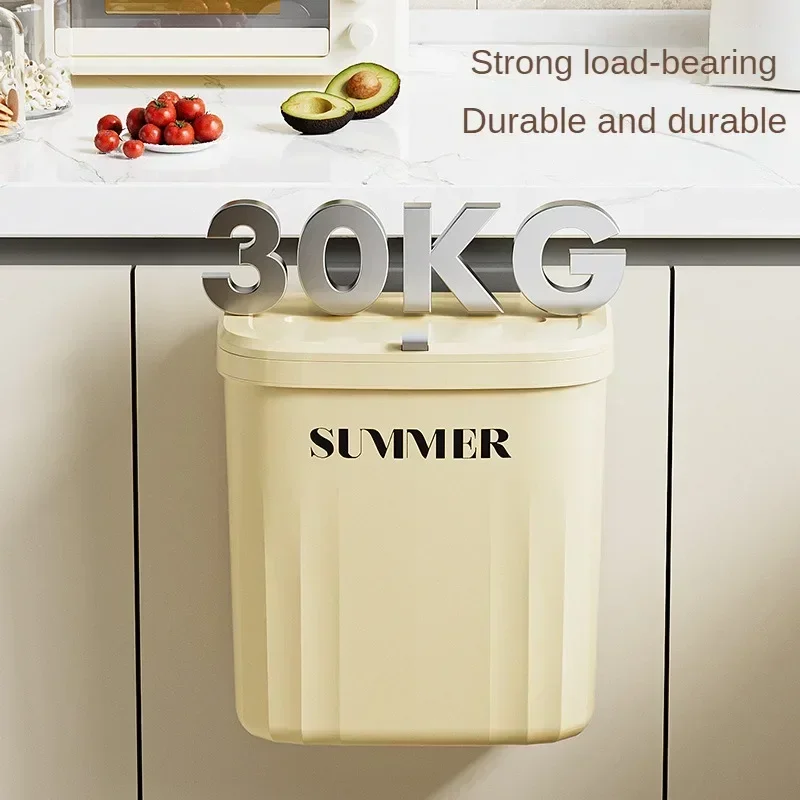 12L Kitchen Trash Can Wall Mounted Hanging Trash Bin With Lid Garbage Can for Cabinet Under Sink Waste Garbage Compost Bin