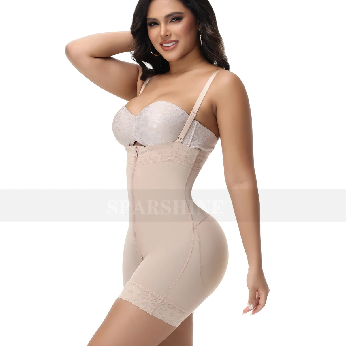 Women's Elastic Abdominal Control Shapewear Removable Straps Lightly Shaped Body Shaper High Waisted Soft Butt Lifter Underwear